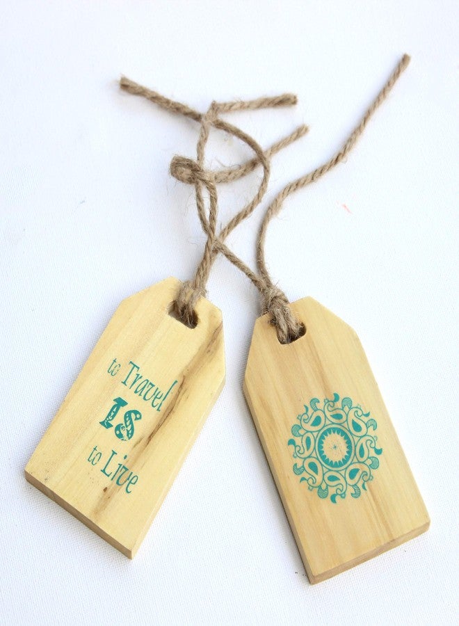IVEI Wooden Travelling Luggage Tags - Bag Security Tag - Engraved Luggage Tags - Bag Tags with Quote - Suitcase Tags - Printed Tags - Sturdy and Light Weight - Gift for Travellers (Set of 2) - Blue - Image 1
